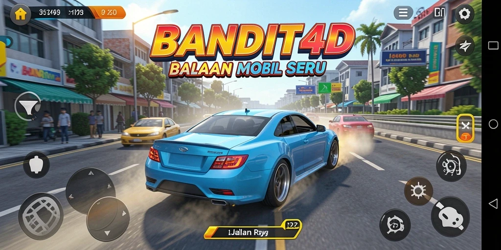 Tangkapan layar dari gameplay <strong>BANDIT4D</strong> yang menunjukkan balapan seru di jalan raya.