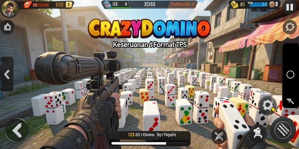 Tangkapan layar gameplay <strong>CRAZYDOMINO</strong> menampilkan aksi mendebarkan dalam pertempuran domino.