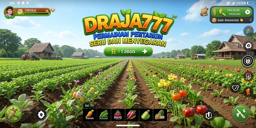 Screenshot DRAJA777 menampilkan aktivitas pertanian yang seru dan mendalam.