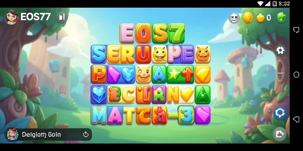 Screenshot gameplay EOS77 menampilkan momen seru mencocokkan elemen.