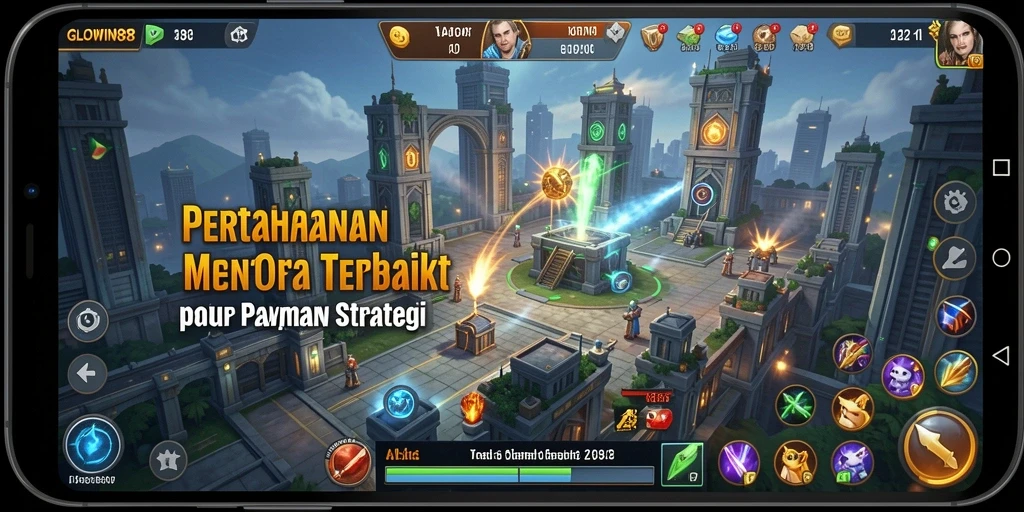 Screenshot GLOWIN88 yang menunjukkan serunya gameplay Tower Defense.