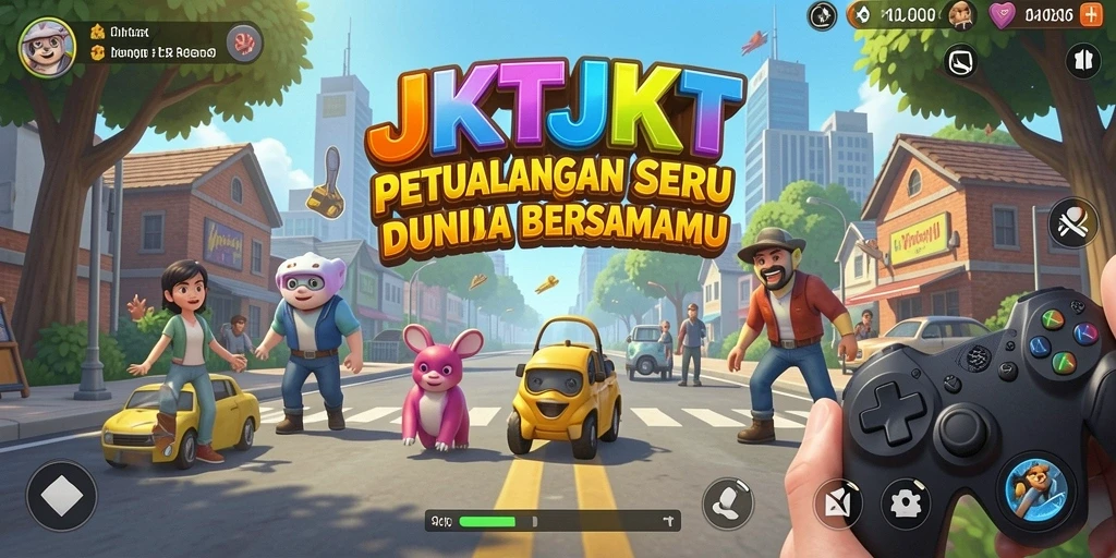 Tampilan gameplay JKTJKT dengan aksi petualangan yang mendebarkan.