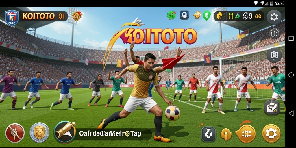 Screenshot utama KOITOTO yang menunjukkan momen seru dalam permainan olahraga.
