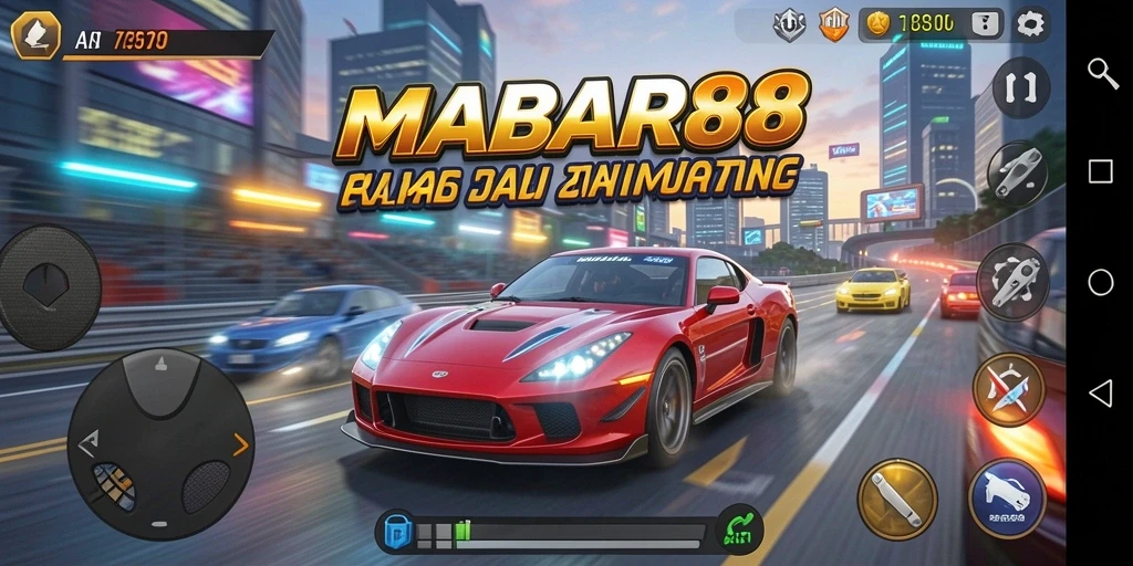 Tampilan gameplay MABAR88 yang menegangkan dan seru di lintasan balap.