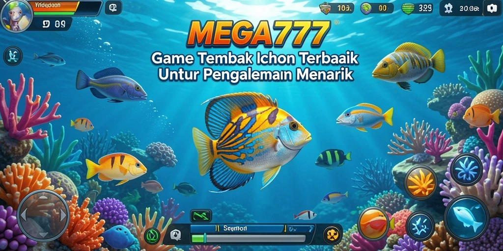 Tampilan gameplay seru dalam MEGA777 saat menembak ikan.