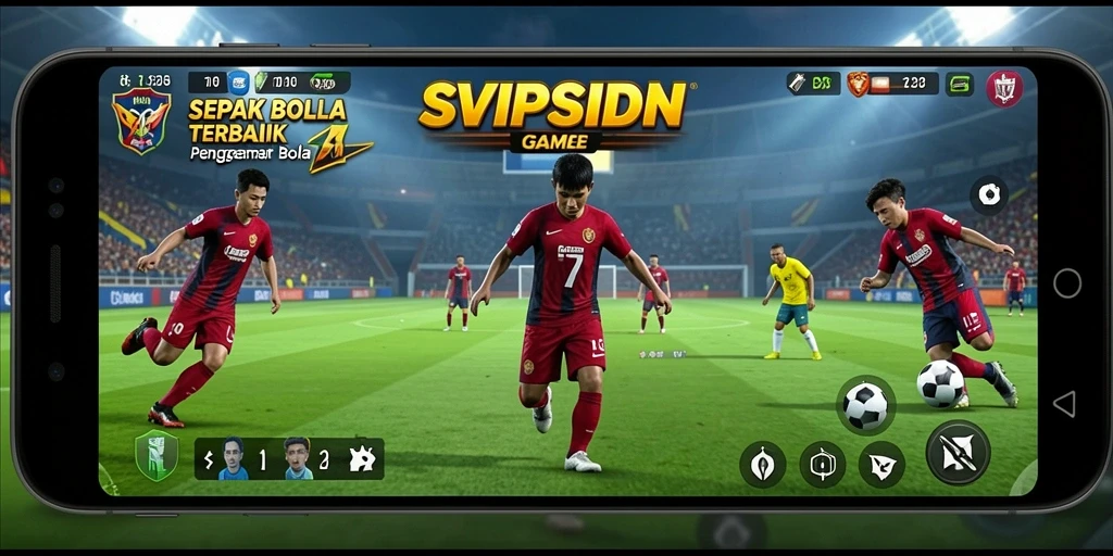 Tampilan gameplay SVIPSIDN yang penuh aksi dalam pertandingan sepak bola.