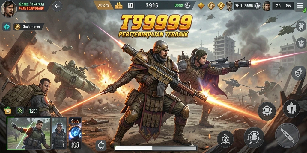 Screenshot gameplay T9999 menampilkan pertempuran epik dan strategi mendalam.