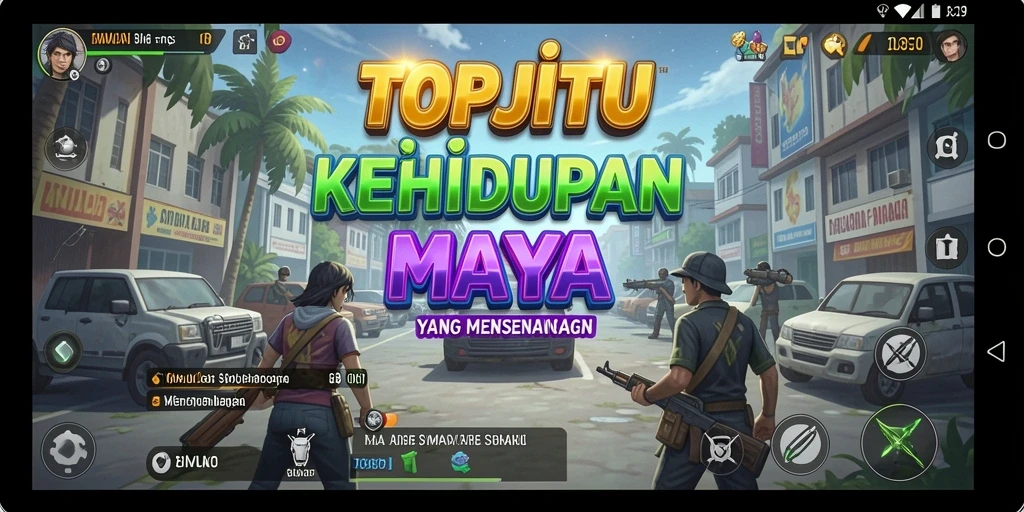 Screenshot menunjukkan gameplay seru dalam simulasi kehidupan maya TOPJITU.
