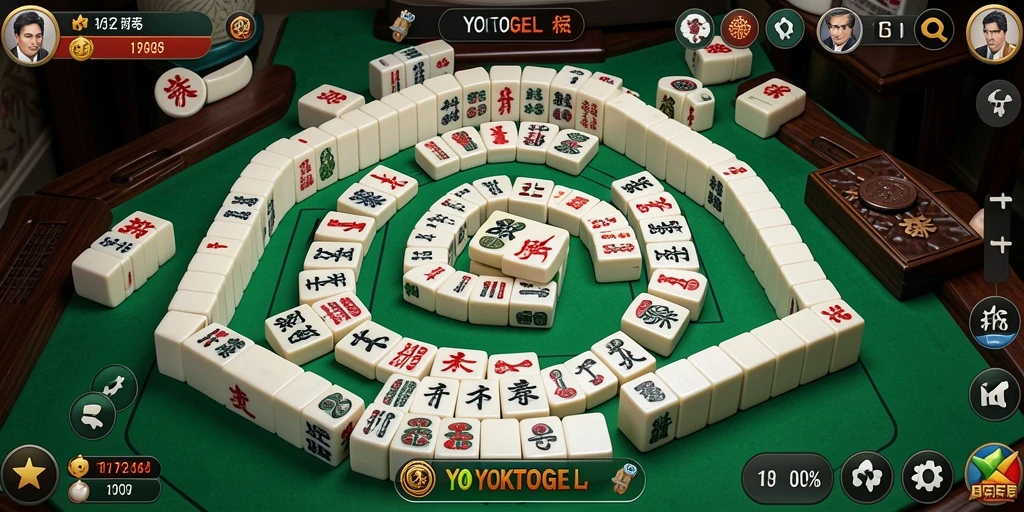 Tampilan gameplay YOKTOGEL dengan berbagai ubin Mahjong.
